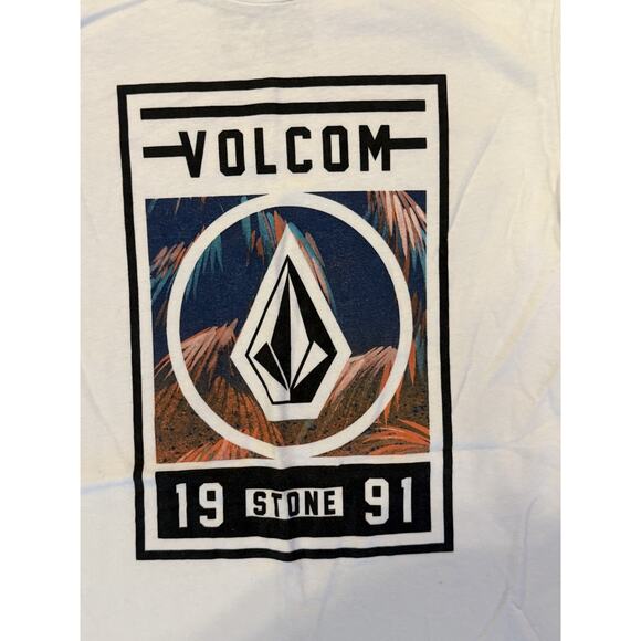Volcom Shirt Mens Medium White Graphic Tee Stone 1991 Palm Tree Skate Surf Logo - Picture 4 of 7